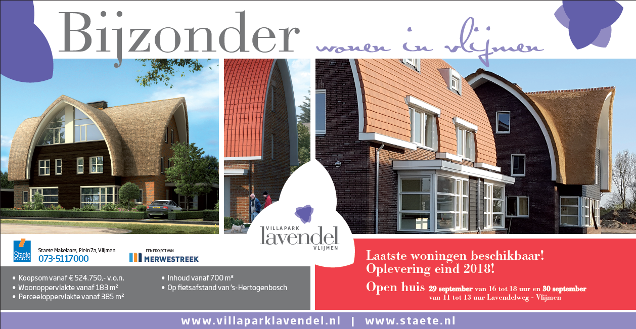 Villapark Lavendel in Vlijmen - laatste woningen beschikbaar!